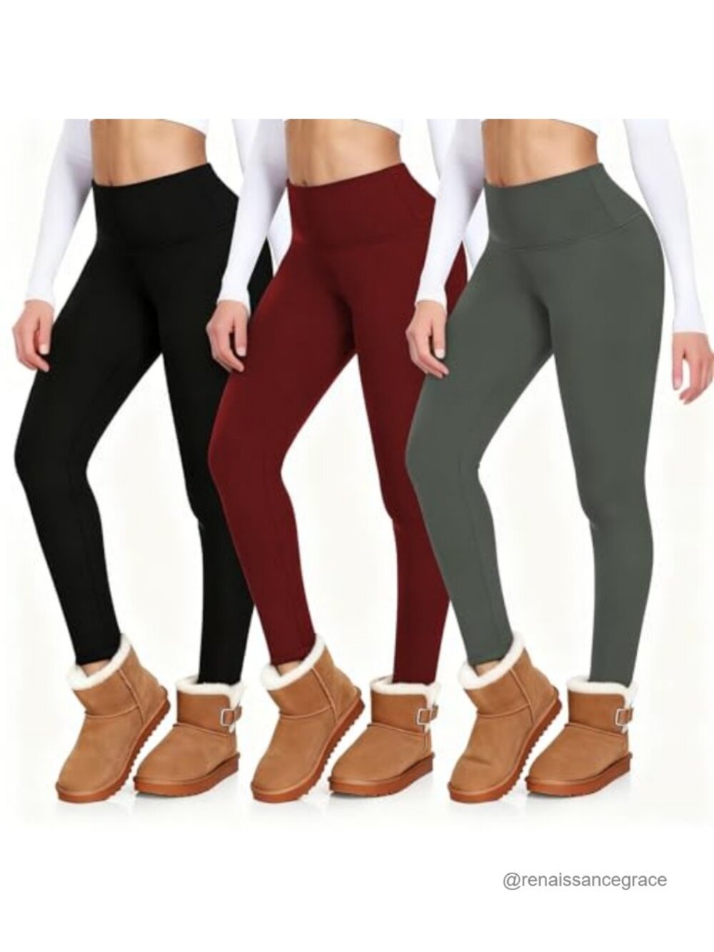 Fleece Lined High Waist Tummy Control Leggings Women Winter Warm